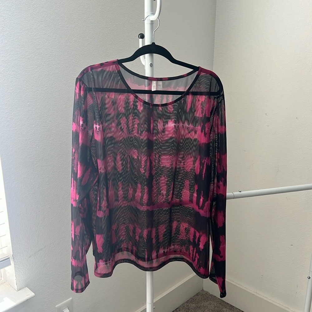 Asos Pink and Black Sheer Top